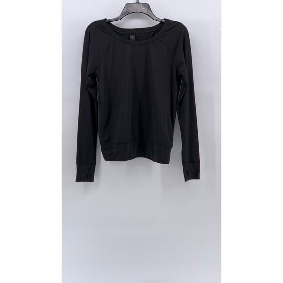 YOGALICIOUS Women's Black Cutout Back Thumbhole Long Sleeve Active Top SZ XS - Picture 1 of 9